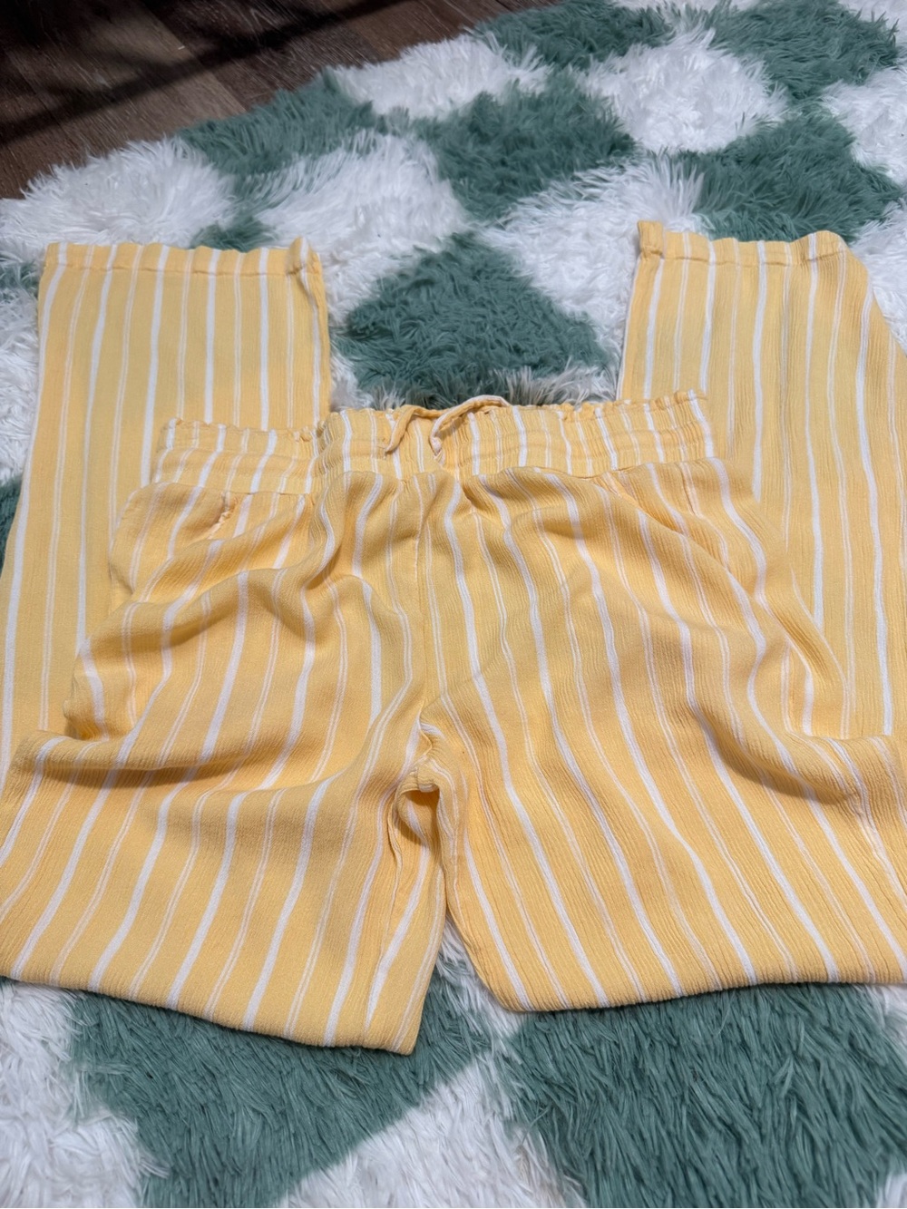 Hot Kiss Yellow & White Striped Flare Pants
